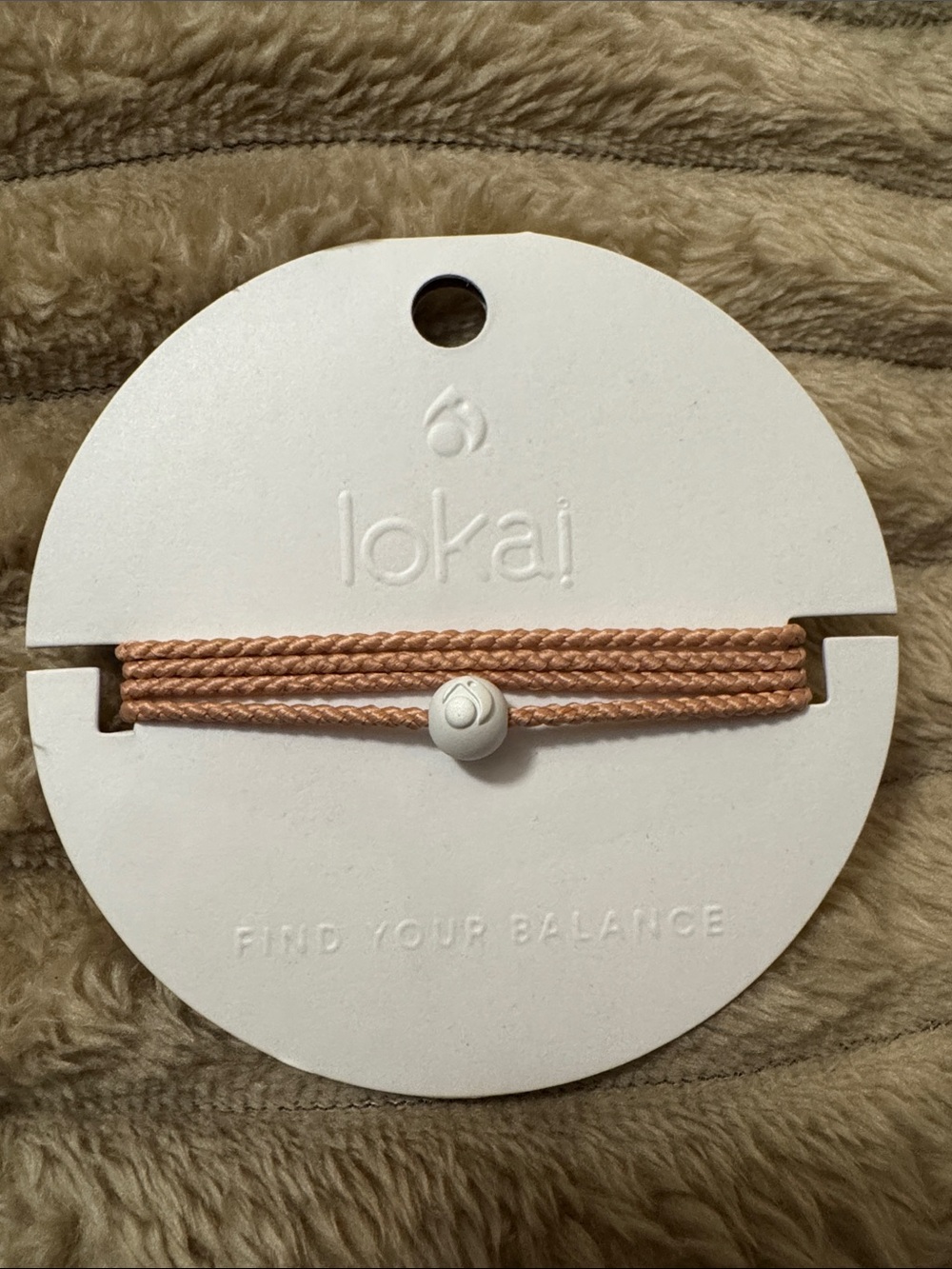 Lokai rose gold triple wrap Cord Bracelet with White Signature Bead